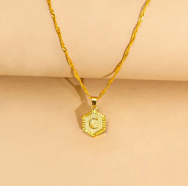 Hexagon Initial Pendant Necklace – Elegant Women's Jewelry