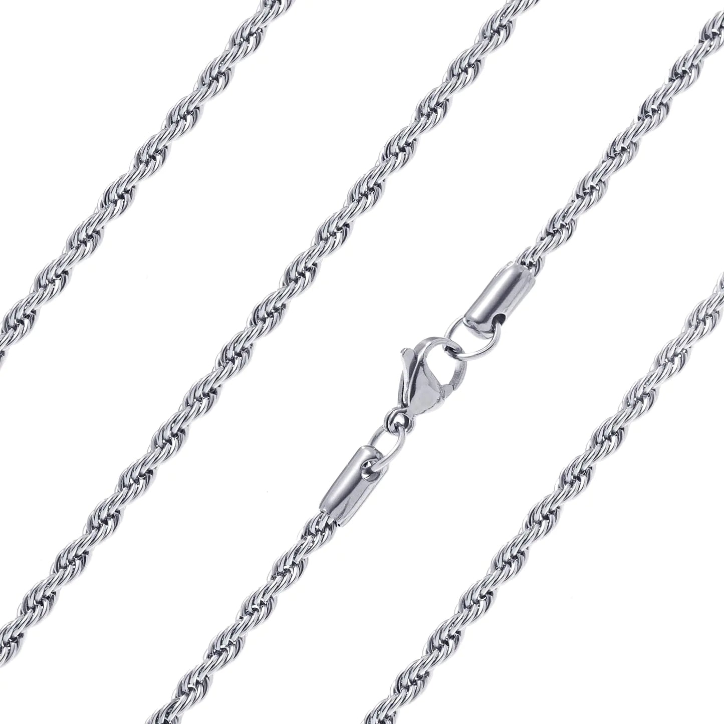 Ardú Mens Rope Chain - 28 inch 3mm Stainless Steel Plated | Waterproof & Tarnish Resistant | Heavy Jewellery for Men
